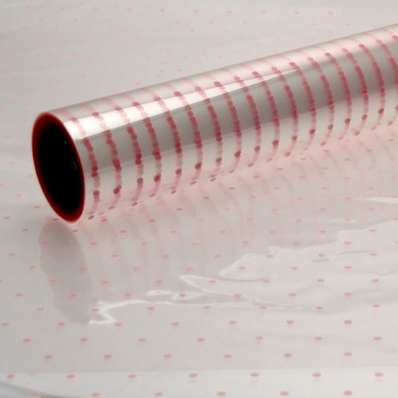 Cellophane Spots Hamper Wrap, Roll 100m x 80cm - Pink spots