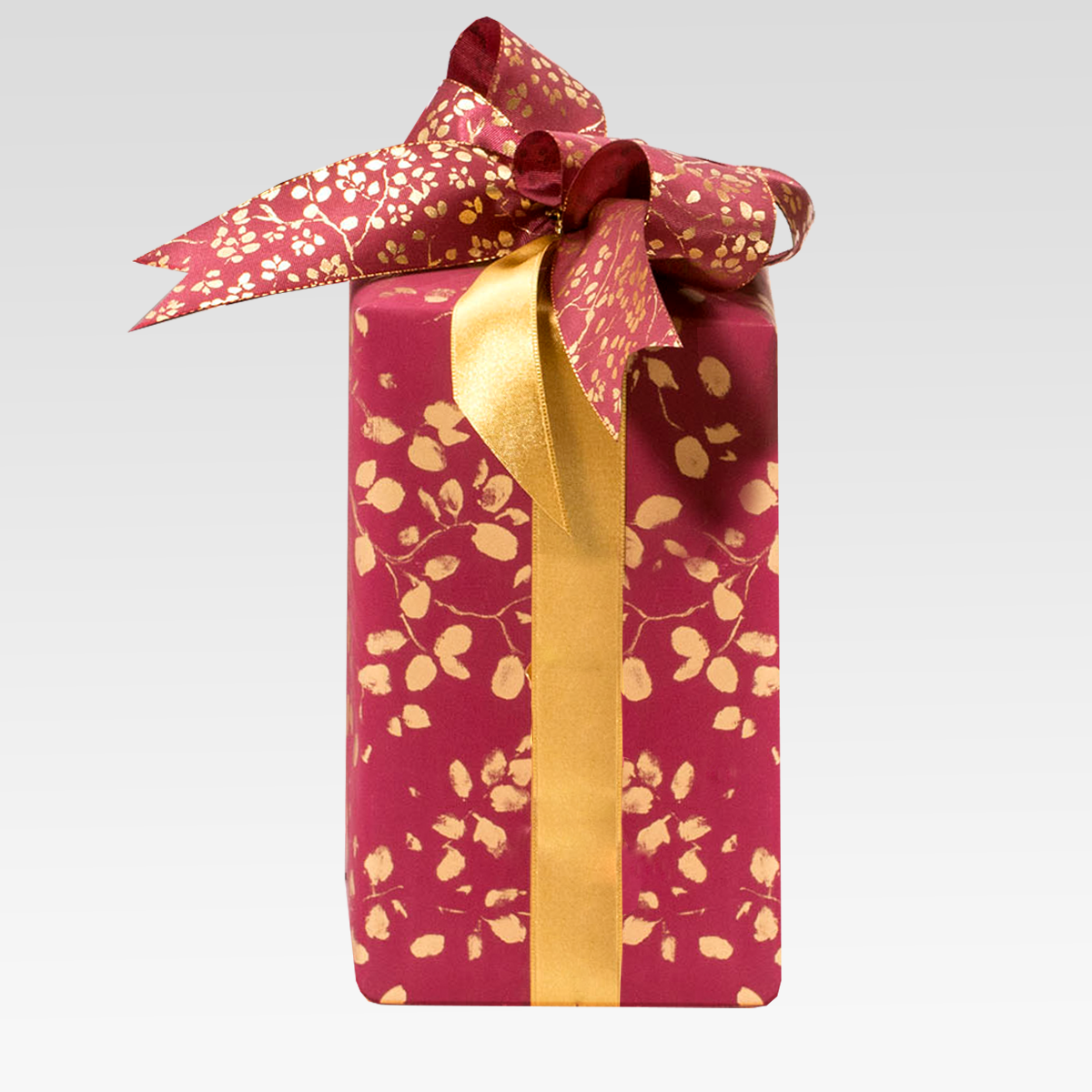 Gift Wrap Sheets - Forest Art Gold on Dark Red (Pack of 25 sheets)