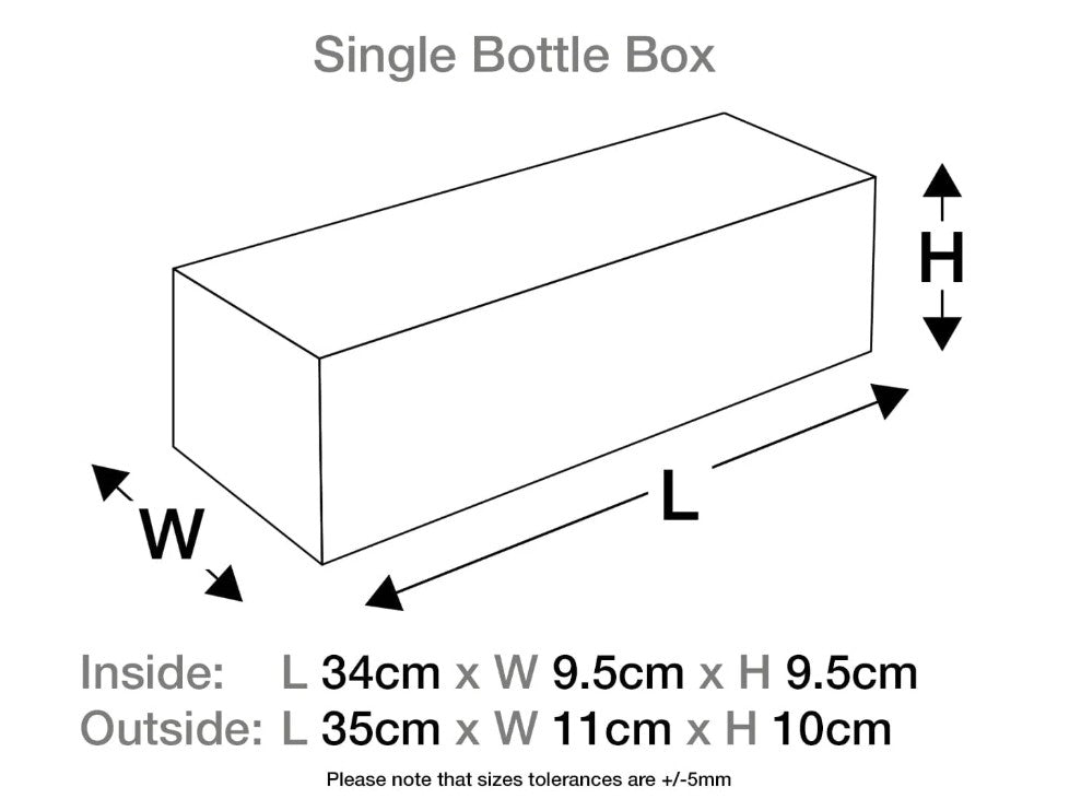 Single Bottle Navy Blue Luxury Gift box, No magnets, Choice of ribbon (Pack of 12)