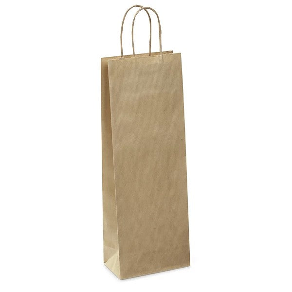 Kraft Paper Carrier Bag, 150mm width x 80mm gusset x 395mm height - Bottle (Box 300)