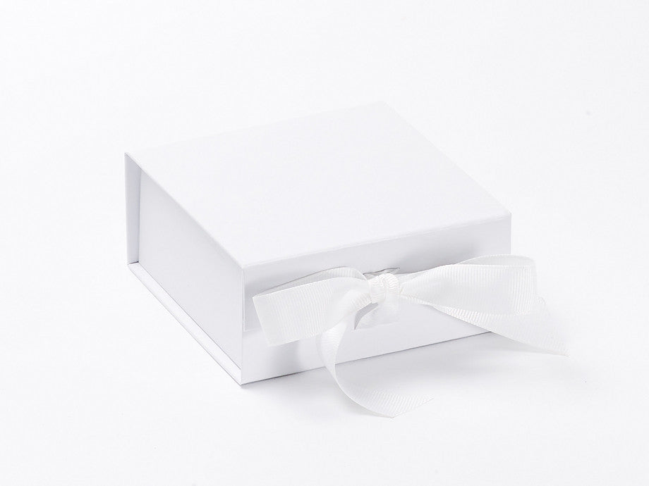 Small White Luxury Gift box with magnetic closure, and ribbon (Pack of 12)