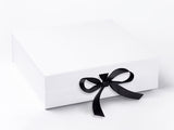 Large White Luxury Gift box with magnetic closure, and choice of ribbon (Pack of 12)