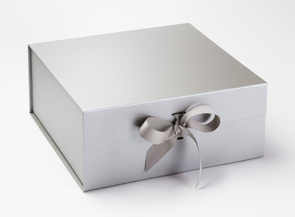 XL Deep Pearlescent Silver Luxury Gift box with magnetic closure, and –  Kudos Giftwrap