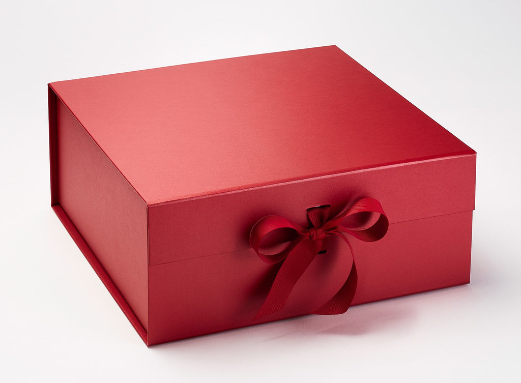 XL Deep Red Luxury Gift box with magnetic closure, and choice of ribbo –  Kudos Giftwrap