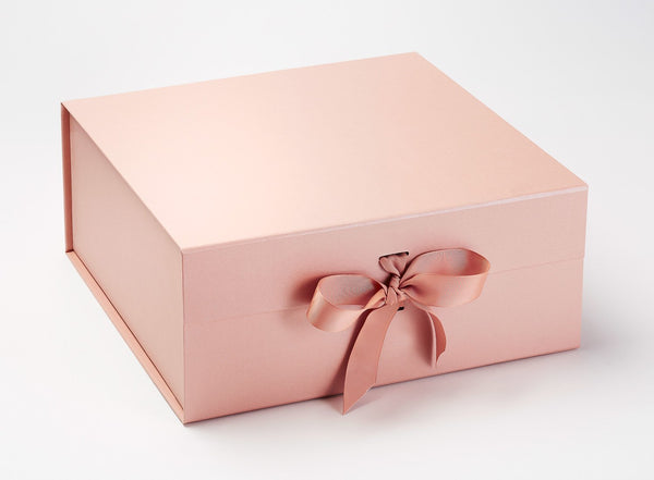 XL Deep Rose Gold Luxury Gift box with magnetic closure, and choice of ribbon (Pack of 12)