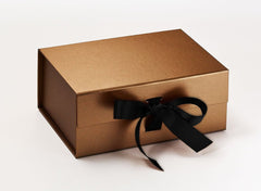 A5 Deep Pearlescent Copper Luxury Gift box with magnetic closure, and choice of ribbon (Pack of 12)