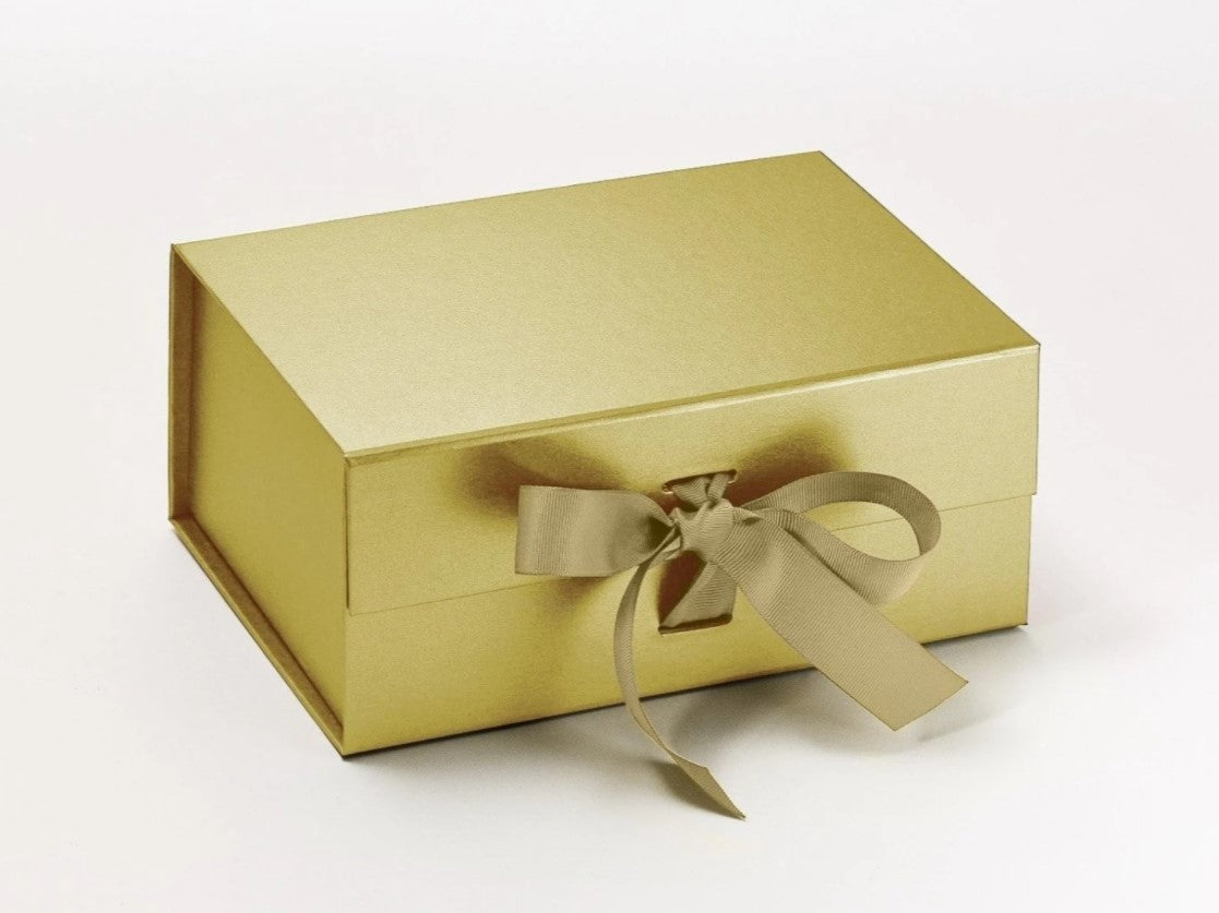 A5 Deep Pearlescent Gold Luxury Gift box with magnetic closure, and choice of ribbon (Pack of 12)