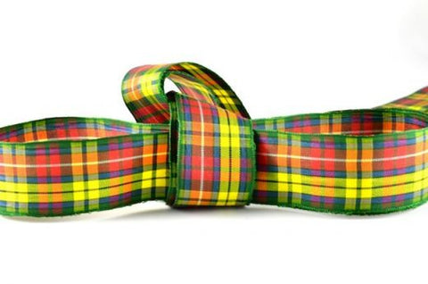 Buchanan Yellow Tartan Ribbon, in a range of widths