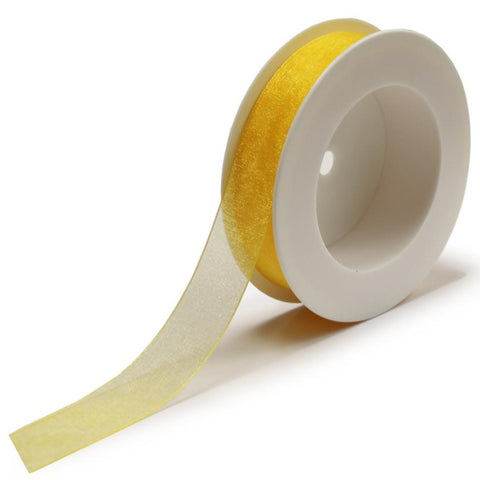 Plain Chiffon Yellow Ribbon (25mm x 25m)