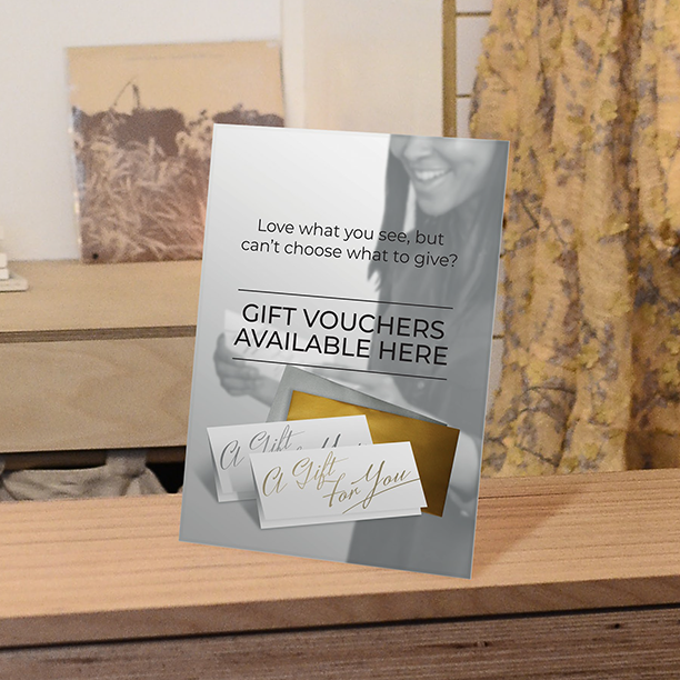 Gift Voucher Display card for counter A4