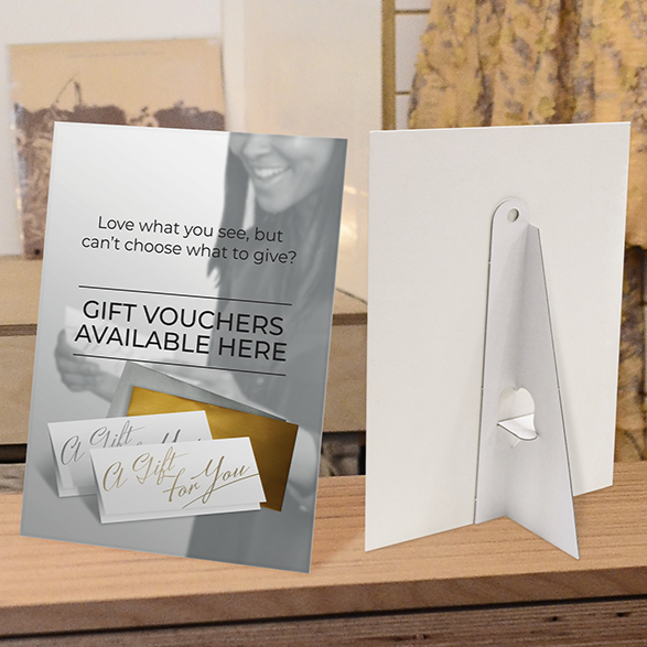 Gift Voucher Display card for counter A4