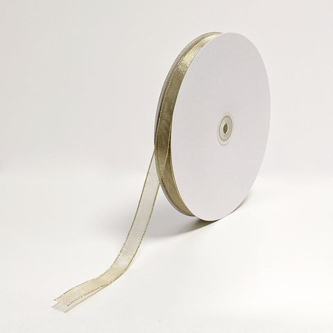 Gold Brass Wired Ribbon (15mm x 100m)