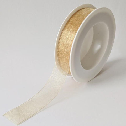 Plain Chiffon Gold Ribbon (25mm x 25m)