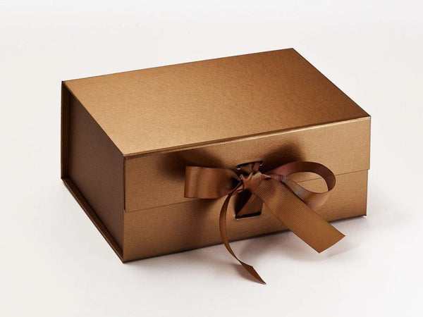 A5 Deep Pearlescent Copper Luxury Gift box with magnetic closure, and choice of ribbon (Pack of 12)
