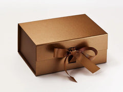 A5 Deep Pearlescent Copper Luxury Gift box with magnetic closure, and choice of ribbon (Pack of 12)