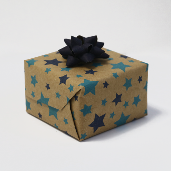 Kraft Stars Blue Giftwrap Counter Roll