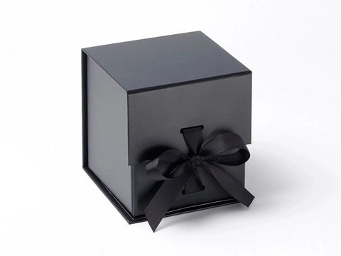 Large Black Cube Luxury Gift box with magnetic closure, and choice of ribbon (Pack of 12)