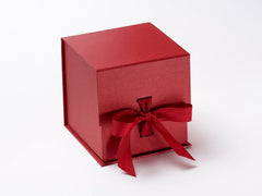 Large Pearlescent Red Cube Luxury Gift box with magnetic closure, and choice of ribbon (Pack of 12)