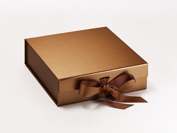 Medium Pearlescent Copper Luxury Gift box with magnetic closure, and choice of ribbon (Pack of 12)