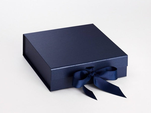 Medium Pearlescent Navy Luxury Gift box with magnetic closure, and choice of ribbon (Pack of 12)