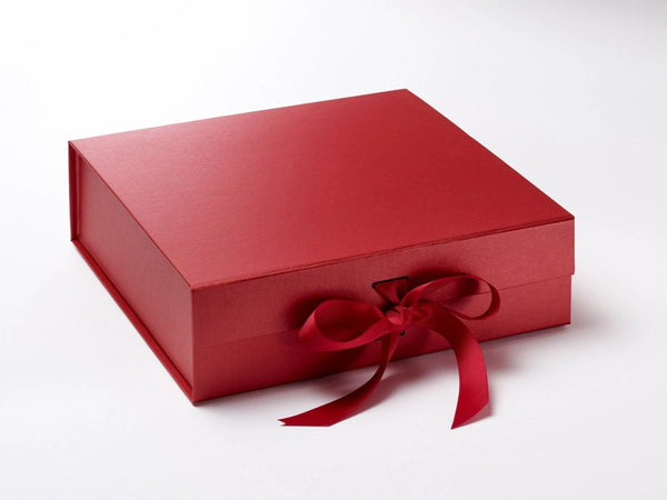 Medium Pearlescent Red Luxury Gift box with magnetic closure, and choice of ribbon (Pack of 12)