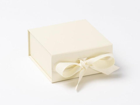 Small Ivory Luxury Gift box with magnetic closure, and ribbon (Pack of 12)