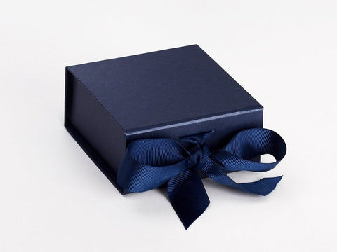 Small Pearlescent Navy Luxury Gift box with magnetic closure, and ribbon (Pack of 12)