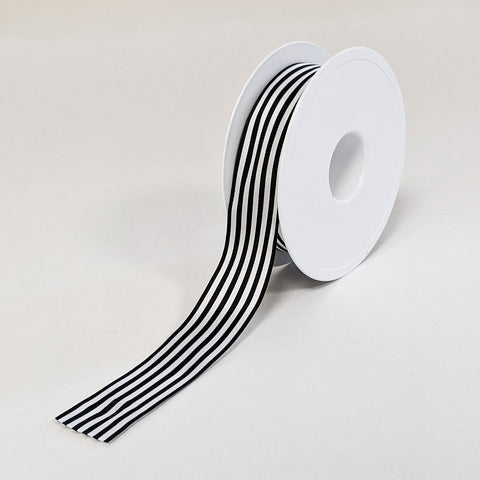 Black & White Striped Ribbon 25mm x 25m