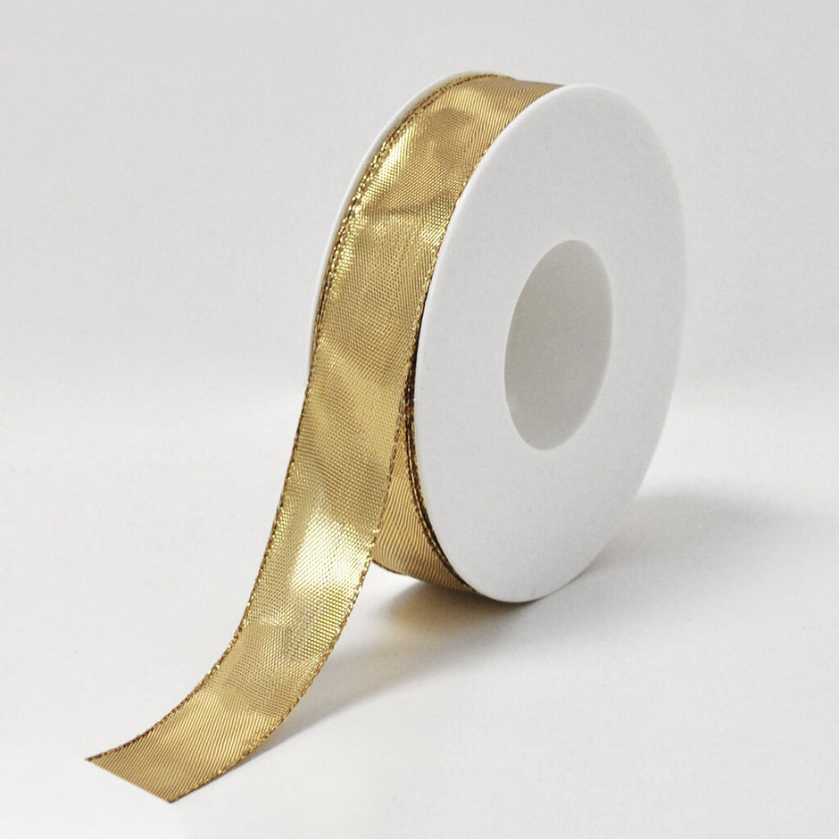 Pandahall 2 Roll 20 Yards Gold Foil Satin Ribbon 1\"Wide White Decorative Ribbon With Stripe Printed For Gift Wrapping Handmade Craft Party Wedding Decoration